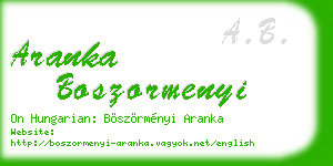 aranka boszormenyi business card