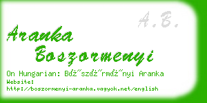 aranka boszormenyi business card